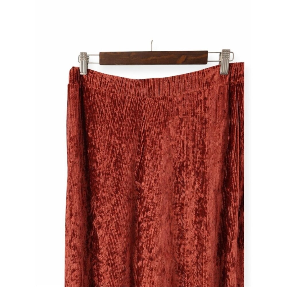Banana Republic Rusty Red Crinkle Velvet Wide Leg Pants Size M - Picture 6 of 6